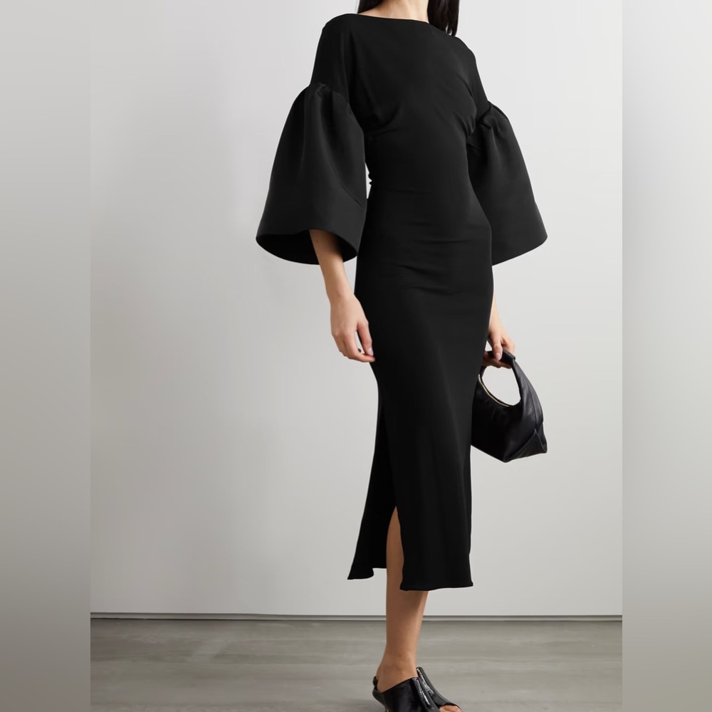 KHAITE Black Midi Dress